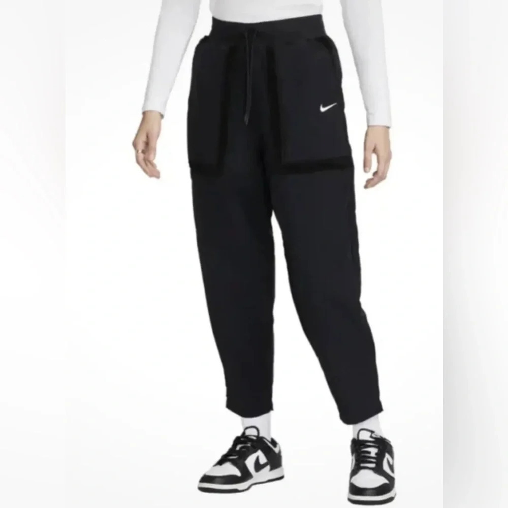 Nike Shearling Joggers Women's XL Black Sweatpants Essential High Rise Athletic